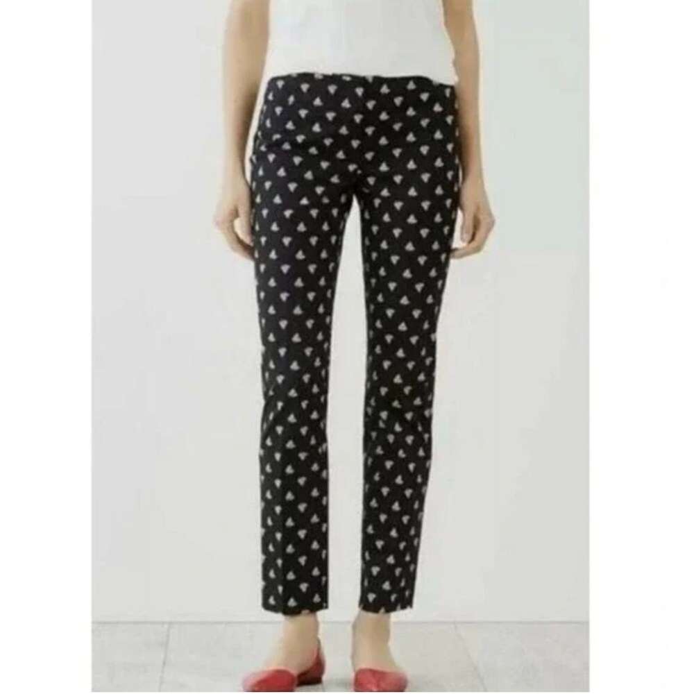 J. Jill Slim Ankle Cotton Pants Black White Paisley Pattern